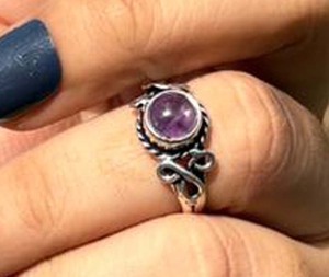Natural Amethyst Brass <b>Ring</b> 925Silver Plated Statement Purple Gemstone <b>Ring</b> Fashion Jewelry - Product Image 3