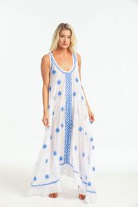 2019 Breezy Rayon Maxi vestido dobladillo asimétrico único bordado Casual playa estilo bohemio gran oferta verano contraste Color - Product Image 4