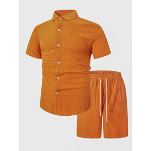 ชุดเซ็ตฤดูร้อนสำหรับผู้ชาย เสื้อยืดแขนสั้น กางเกงขาสั้นทรงกว้าง ชุดสองชิ้น ระบายอากาศได้ดี เสื้อยืดและกางเกงขาสั้นลำลองผ้าฝ้ายสำหรับผู้ชาย - Product Image 2