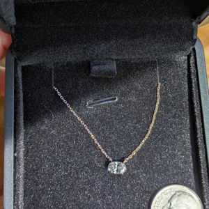 Collar con Colgante Ovalado de Circonia Cúbica Chapado en Oro de 18K, Engaste de Garra, Cadena de Caja, Clásico, Unisex, para Uso Diario - Product Image 3