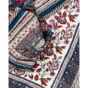 Couette double réversible en coton 100% imprimée à la main, style vintage, écologique, avec motif floral pour la maison - Product Image 1