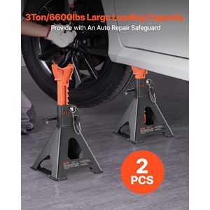 Cavalletti per auto in acciaio per impieghi gravosi da 3 tonnellate (6.600 libbre) con altezza regolabile 10.8-16.3 e doppio blocco di sicurezza - Product Image 2