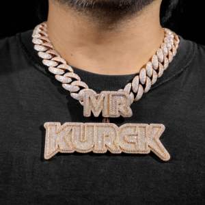 Colgante de letra Mr. Kurek, chapado en oro macizo de 14K, aleación de zinc, con circonita cultivada en laboratorio, corte brillante, engaste de bisel, certificado IGI, estilo Hip Hop - Product Image 1