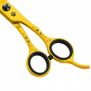 Tijeras Profesionales para Adelgazar el Cabello, Color Amarillo, Acero Inoxidable, Hojas Afiladas, para Diestros, Mango de Plástico con Diseño de Huella de Pata - Product Image 5