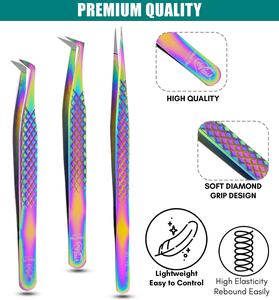 Professional Volume Fiber Tip Eyelash Extension Tweezer Curved Tip Fin X Tip Diamond Pointed Nonslip Precision <b>Tool</b> - Product Image 4