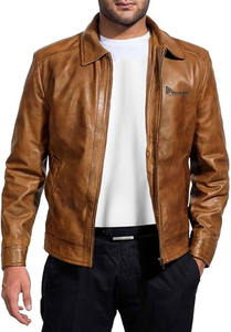 Chaqueta de Invierno Acolchada de Cuero Ecológico para Hombre, Tejido de Lana, Cierre de Cremallera, Forro de Spandex, 300g, Precio de Fábrica OEM - Product Image 3
