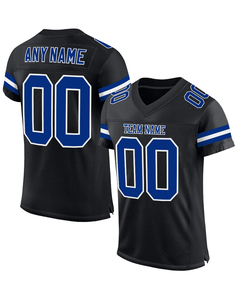 Maillots de football américain sur mesure pour hommes, haute qualité, grandes tailles, 100% polyester, impression numérique, col en V, manches courtes - Product Image 1