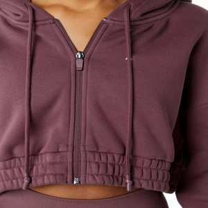 Sudadera Corta con Capucha de Nuevo Estilo, Diseño Personalizado, Sudadera Corta con Cierre para Mujer, Sudadera Corta de Felpa Francesa al por Mayor - Product Image 5
