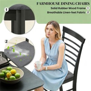 Set di due sedie da pranzo in legno, sedie da cucina nere e grigie - Product Image 2