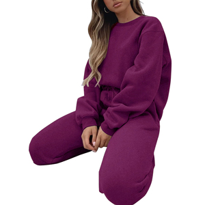Ensemble de survêtement color block pour femme, col rond, manches longues, pantalon à cordon de serrage, décontracté, pour l'automne, coupe ample longueur pleine - Product Image 3