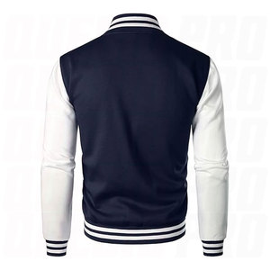 Chaqueta de béisbol estilo universitario para hombre, mezcla de algodón, estilo clásico Letterman, estilo atlético retro, chaqueta bomber universitaria con botones - Product Image 3
