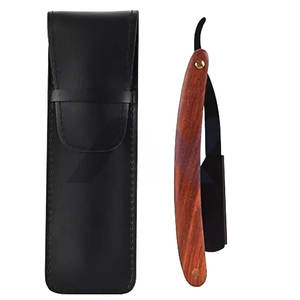 Maquinillas de Afeitar Rectas Profesionales para Hombre con Mango de Madera Roja, la Mejor Cuchilla de Repuesto para Barberos - Product Image 1