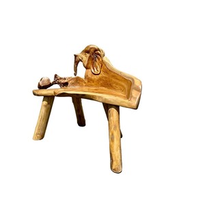 Handcrafted Teak Wood Carved <b>Elephant</b> Rectangle Side Table-Durable Eco-friendly Lightweight Tabletop Installation Traditional - Product Image 2