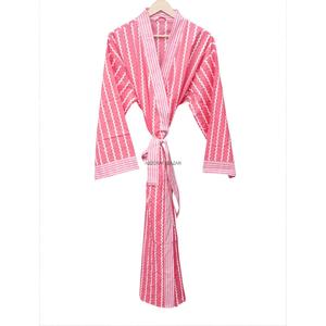 Robe kimono plissée pour femme en coton 100% personnalisée, robe de nuit respirante unie, pyjama, peignoir pour femme - Product Image 5