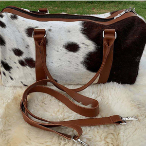 Wholesale genuine cowhide leather hair on travel bags custom logo supplier OEM premium fashion <b>luggage</b> bag for sale in low price - Product Image 1