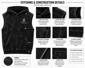 Hoodie en molleton coton/polyester sans manches, personnalisable avec logo, délavé à l'acide, pour homme, modèle 2026, le plus vendu - Product Image 5