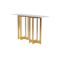 Table console avec plateau en verre, design géométrique élégant, finition chromée en acier inoxydable, structure métallique, table d'entrée, table de salon