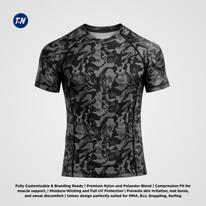 เสื้อรัดกล้ามเนื้อสำหรับผู้ใหญ่แบบยูนิเซ็กซ์ MMA ป้องกันแบคทีเรีย ป้องกันรังสียูวี ผ้าโพลีเอสเตอร์/สแปนเด็กซ์ 220 กรัม พิมพ์ลายด้วยความร้อน - Product Image 2