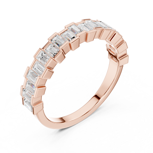 Anillo de Eternidad de Oro Rosa de Lujo con Corte Esmeralda para Mujer, Anillo Minimalista Apilable para Boda, Aniversario, Promesa, Regalo de Joyería - Product Image 4