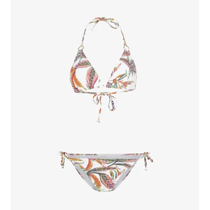 Ensemble bikini décontracté et confortable pour femme, taille haute, couleur unie, avec soutien-gorge triangle rembourré amovible, en tissu côtelé tricoté en élasthanne, col en V profond - Product Image 1