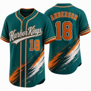 Personalized <b>Button</b> Front Baseball Jersey Mens Breathable Quickdry Soft Interlock Custom Artwork Summer Season Factory Wholesale - Product Image 5