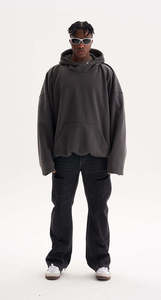Sweat-shirt décontracté pour homme, coupe oversize, à capuche, motif lettres, en molleton de coton, hiver, streetwear écologique, avec poches, coupe classique - Product Image 3