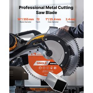 Lama per Sega Circolare da 14 Pollici con 72 Denti Affilati in Lega, Attacco da 1 Pollice per Taglio di Metalli con Finitura Fine - Product Image 2