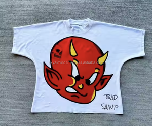 เสื้อยืดแขนสั้นโอเวอร์ไซส์สำหรับผู้ชายทรงบ็อกซี่ฟิตเสื้อยืดผ้าเจอร์ซี่พิมพ์ลายโลโก้ตามสั่ง - Product Image 2