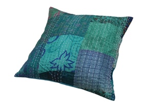 Funda de cojín Kantha de retazos Sari de seda funda de cojín Kantha decorativa de almohada Bohemia - Product Image 5