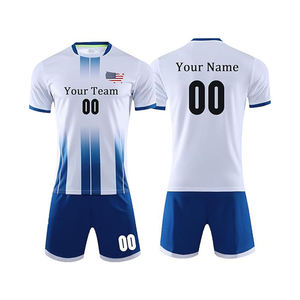 Conjunto de Uniforme de Fútbol Sublimado Personalizado, Degradado Blanco y Azul, Venta Especial, Uniformes de Fútbol Negros y Verdes, Conjunto de Ropa de Fútbol Personalizada - Product Image 1