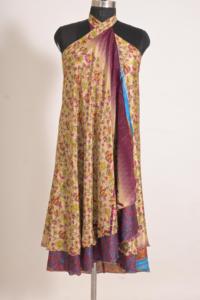 Falda Cruzada de Seda Hecha a Mano para Mujer, Estampado Floral Vintage, Cintura Media, Estilo Bohemio Informal - Product Image 4