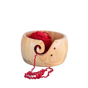 Wooden Yarn <b>Bowl</b> Round Simple Design with Spiral Cutout Feature - Product Image 5