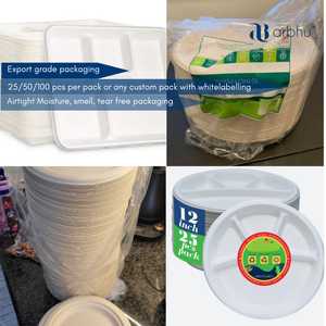 Plateau repas artisanal en bagasse, fibre naturelle de canne à sucre, biodégradable et compostable, pour l'approvisionnement en aliments biologiques, vente en gros - Product Image 3
