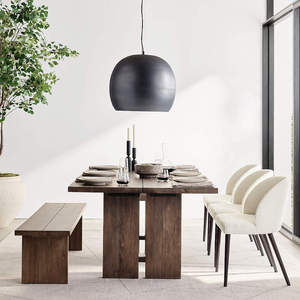 Table à manger rectangulaire en teck massif de luxe pour hôtel contemporain, villa et espaces de restauration fine - Product Image 3