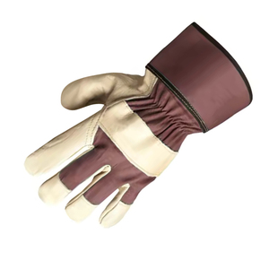 Guantes de Trabajo de Cuero Marrón Oscuro, con Puño Elástico hasta la Muñeca, Estilo Sencillo para Exteriores, Uso en Invierno - Product Image 5
