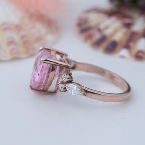 Anillo de compromiso de plata 925 con diamante moissanita rosa de corte corazón, estilo americano, romántico, a la venta - Product Image 2