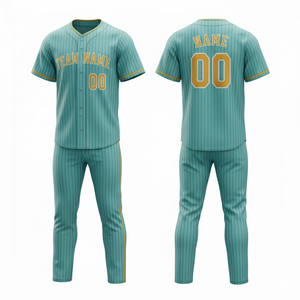 Uniforme de Béisbol Personalizable y Transpirable con Cuello en V, Pantalones y Camiseta de Alta Calidad con Estampado Sublimado - Product Image 3