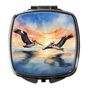 Pelicans Flying Compact Miroir de maquillage de voyage Pliant Miroir décoratif de poche pour femmes et filles Cadeau - Product Image 1