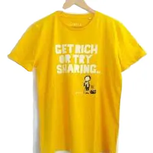 Kaus Katun Lembut OEM Kustom Kaus Oblong Kaus Oblong Promosi Cetak Tinta Pigmen Katun Combed 2 Sisi Kualitas Tinggi