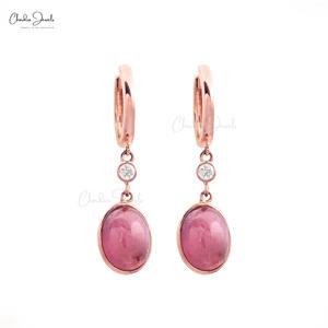 Pendientes Colgantes de Turmalina Rosa Natural de Calidad Premium de 5.03CTW con Cierre de Seguridad, Pendientes de Oro Sólido de 14k con Diamantes, Venta al por Mayor - Product Image 4