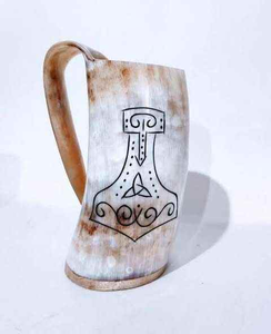 Chope à bière en corne véritable, tasse à boire artisanale avec poignée en corne, facile à nettoyer, idéale pour les fêtes, les bars et comme cadeau - Product Image 6