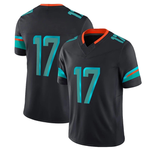 Custom American Football Jersey Black Teal Team Uniform Youth Adult Breathable Quick Dry Sports Shirt OEM Printing - Product Image 2