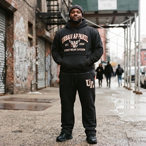 Survêtement Homme Hiver Grande Taille Personnalisé avec Logo Brodé Effet Vieilli, Pantalon de Survêtement et Sweat à Capuche Respirant 100% Coton Style Streetwear - Product Image 4