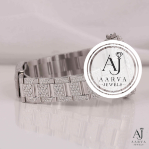 Reloj de Lujo para Mujer AARVA JEWELS, Acero Inoxidable Plateado, Diamante Moissanita, 30 mm, Analógico, Cuarzo, Resistente al Agua 3BAR, Zafiro - Product Image 4