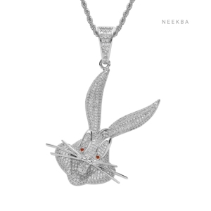 Colgante de Conejo de Dibujos Animados con Incrustaciones de Moissanita en Plata de Ley 925 – Joyería Hip Hop, Colgante de Bugs Bunny de Loney Tunes - Product Image 4