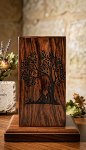 Urna de Madera Hecha a Mano con Diseño de Árbol de la Vida para Cremación Conmemorativa, Decoración Funeraria Personalizable - Product Image 3