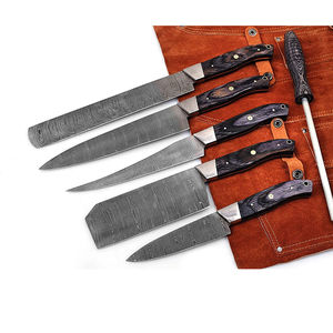Offre Spéciale : Ensemble de Couteaux de Cuisine Damas Professionnels avec Manche en Acier Inoxydable et Lame en Acier Carbone – Couteaux de Chef en Acier Damas - Product Image 1