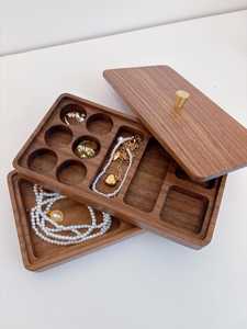 Wooden Jewelry Box with Detachable Trays Multi Compartment Ring Holder Necklace Organizer Bracelet <b>Storage</b> Minimalist Design - Product Image 6