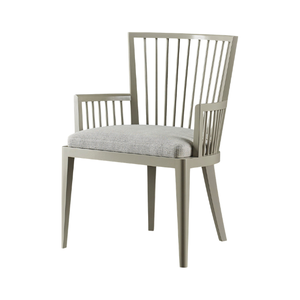 Silla de Madera Pintada en Gris de Estilo Nórdico Minimalista con Respaldo de Listones Verticales - Product Image 1