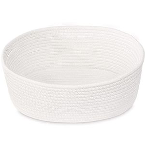 Panier de rangement en corde de coton blanc avec poignées, style nordique circulaire, pour l'organisation des articles divers - Product Image 3